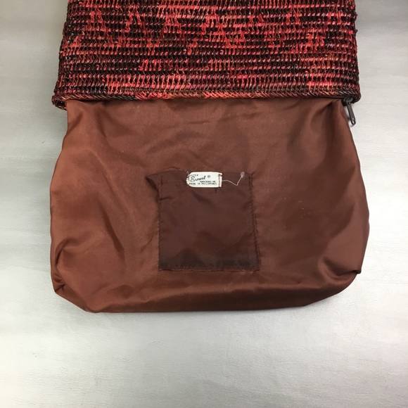 Vintage Mister Ernest red and black wicker structured clutch handbag - Picture 8 of 11